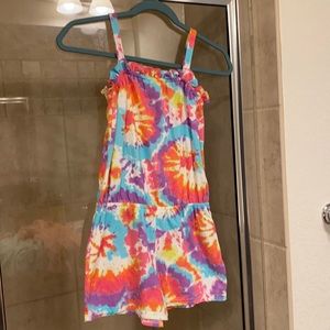 Girl size 10-12 bright tie dye romper